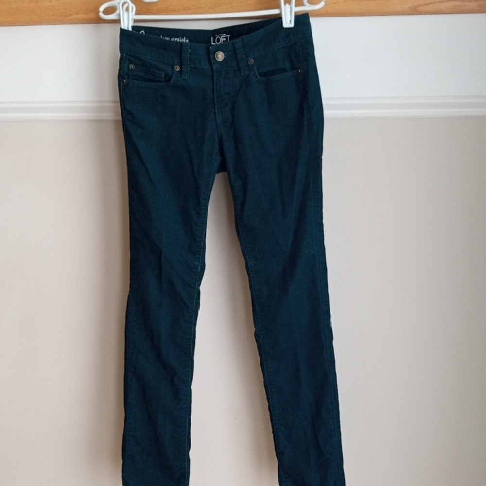 LOFT Deep Teal Straight Leg Corduroy Pants. Size 25 /0P